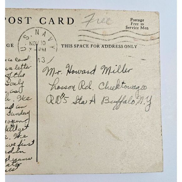 WWII 1942 Seabees Postcard U.S. Naval Construction Battalions Logo Navy MAILED - Picture 3 of 4